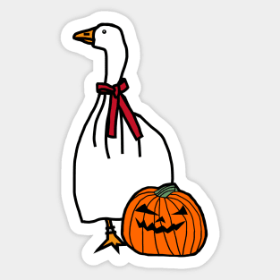 Gaming Goose with Stolen Halloween Horror Pumpkin Ghost Costume Sticker